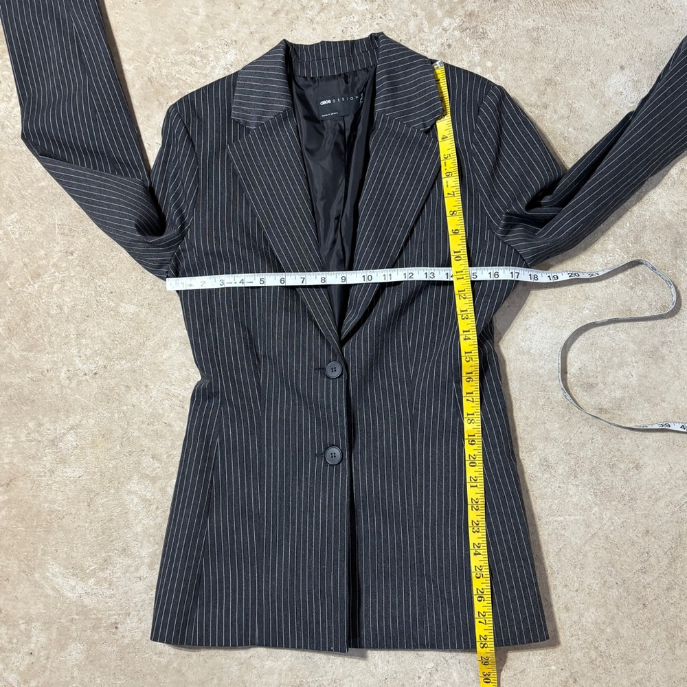 ASOS Design Pinstripe Blazer Women’s Size 8 Tall Gray White Fitted NWT Office - Picture 9 of 13
